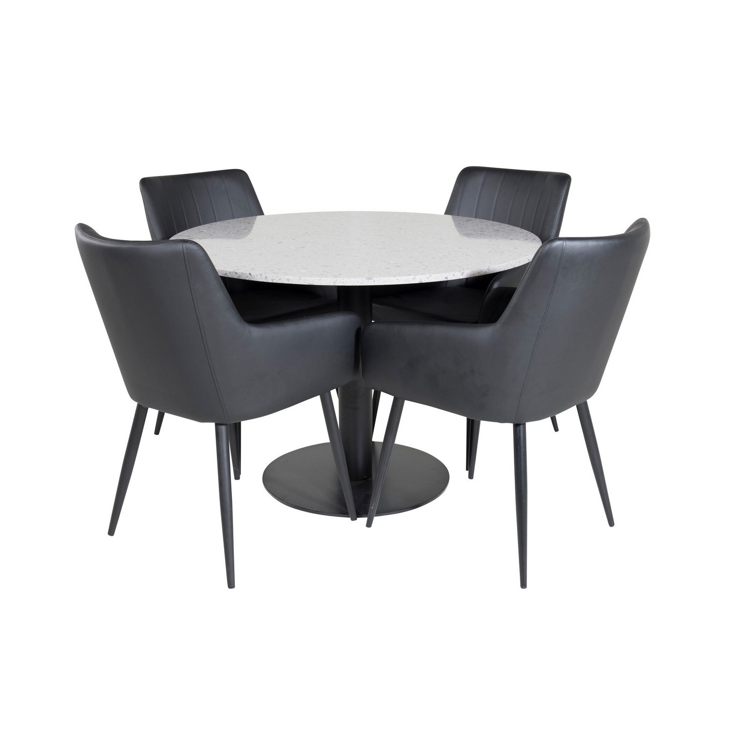 Razzia Dining Table 106cm -Grey Terazzo / Black +Comfort - D Grå/Svart