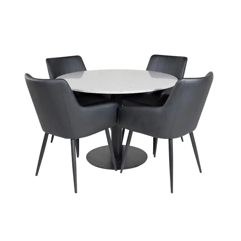 Razzia Dining Table 106cm -Grey Terazzo / Black +Comfort - D Grå/Svart