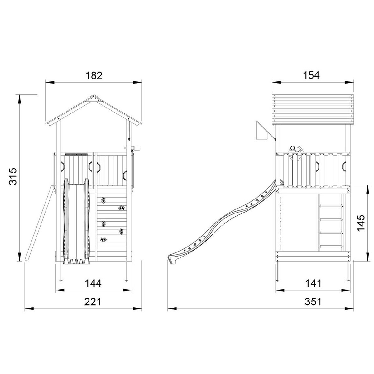 Jungle Gym Sierra lektorn komplett inkl. gul rutschkana Gul