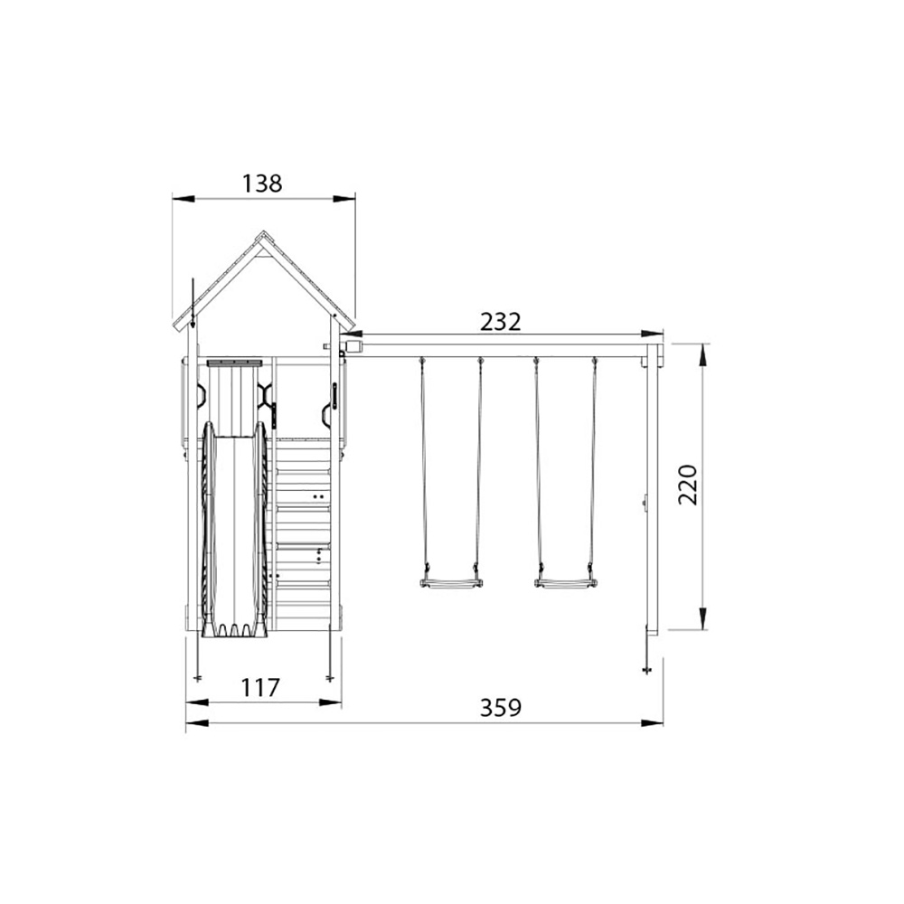 Lektorn Jungle Gym Cabin 2.1 Gungmodul Blå Rutschkana & Sand