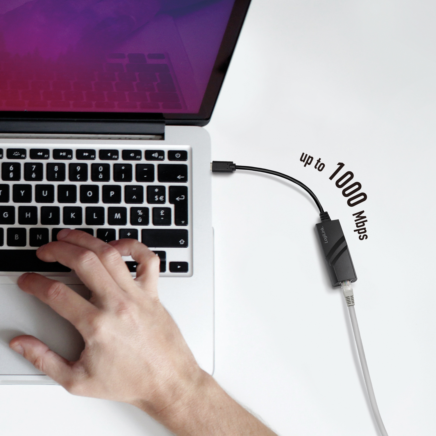 USB-C Nätverksuttag LogiLink RJ45 Gigabit