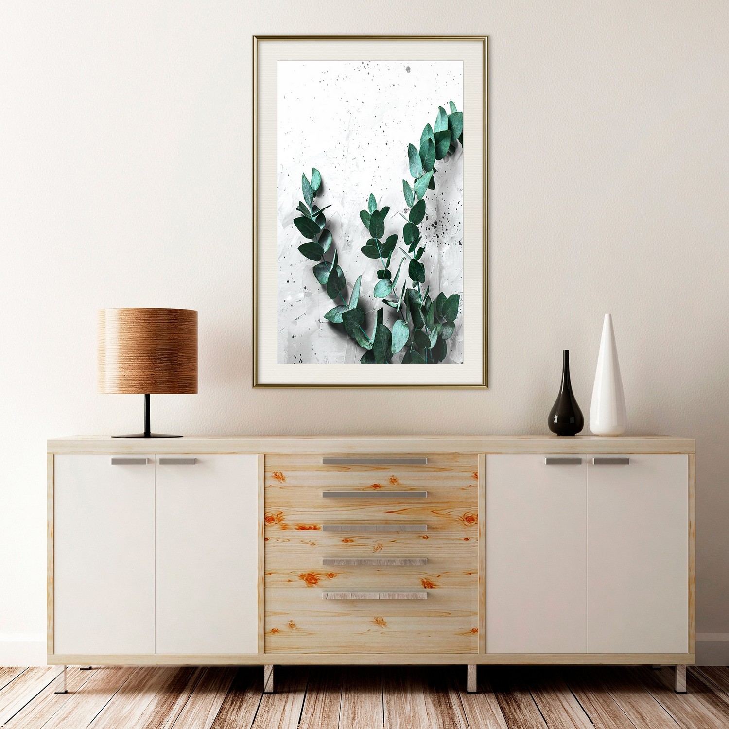 Affisch - Eucalyptus Scent [Poster] 30x45 Guld ram med passepartout, 30x45 cm