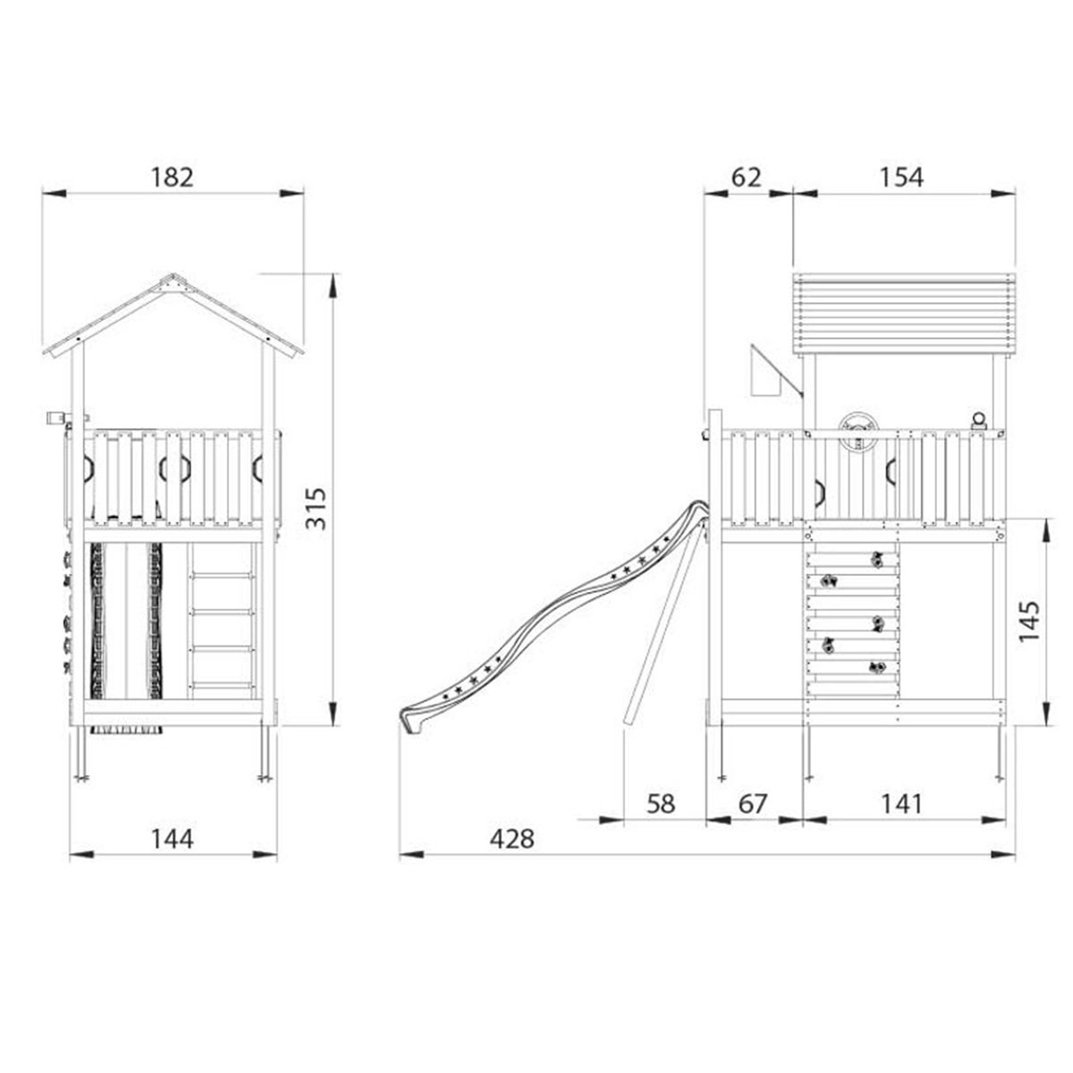 Lektorn Jungle Gym Chalet 2.1 Lektorn Blå Rutschkana