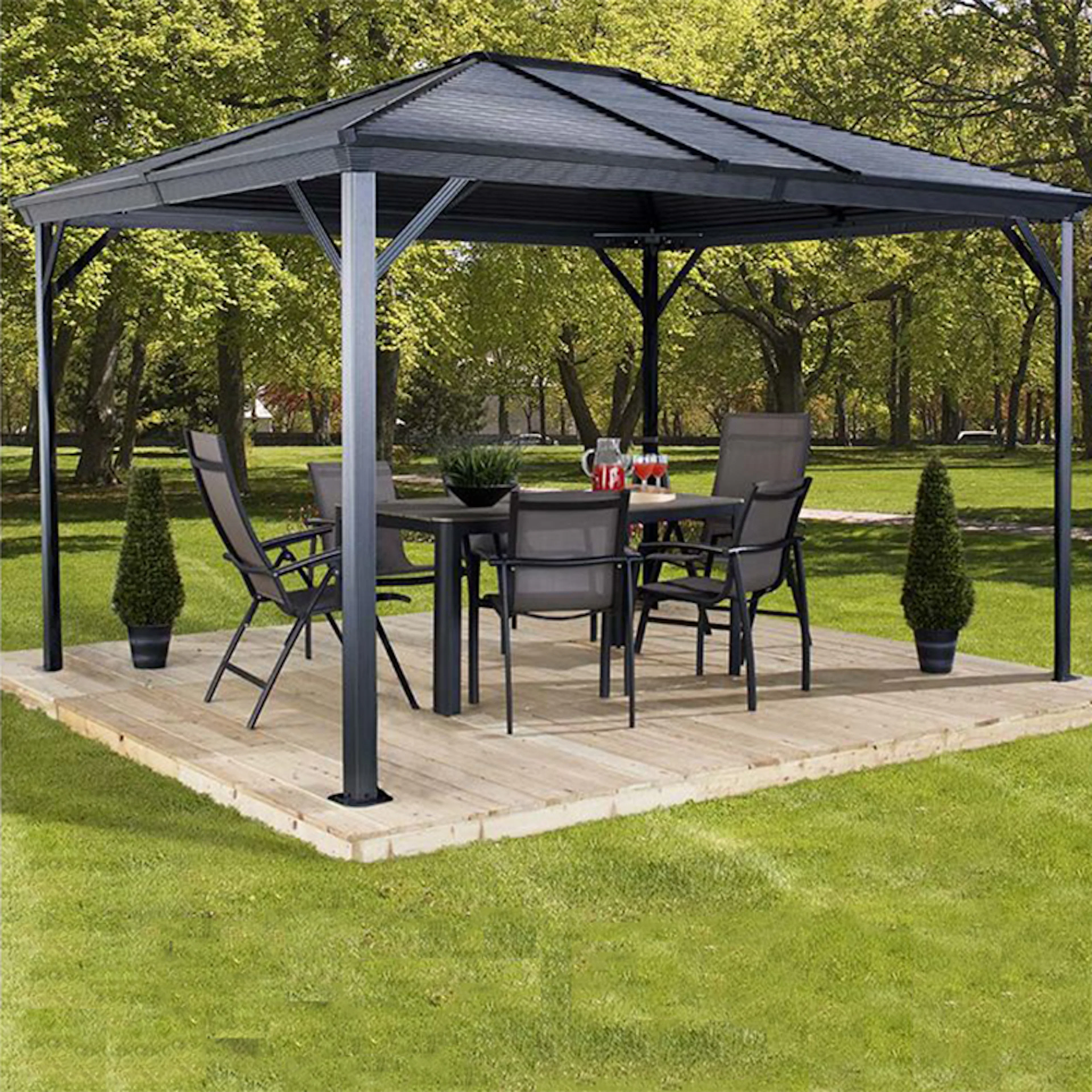 Ventura Pergola 9 kvm Area 9 m2, Stomme: Svart, Tak: Svart