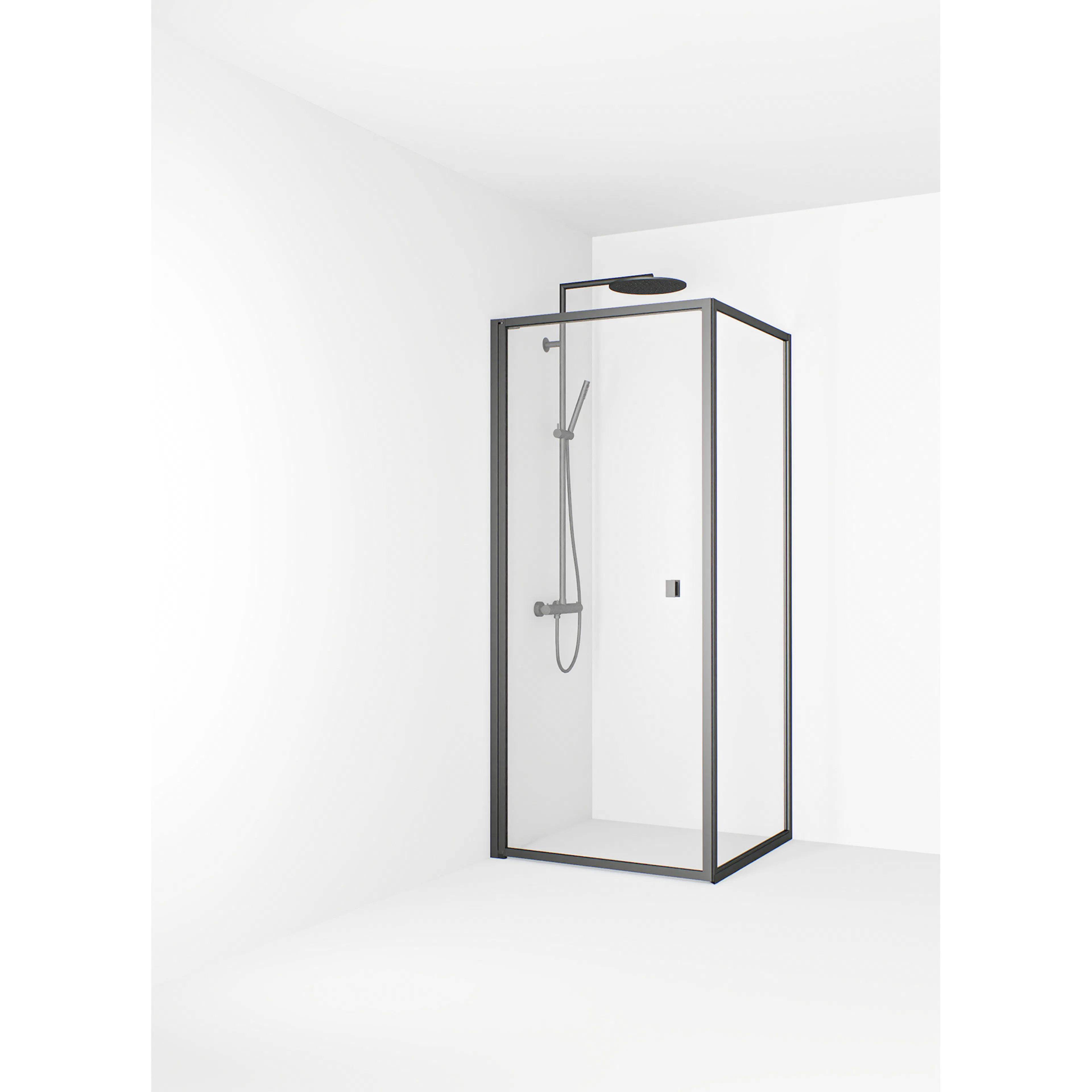 Empire Hörna 79x79 Gun metal Klarglas Utan spröjs Färg: Gun Metal,Bredd: 785 mm