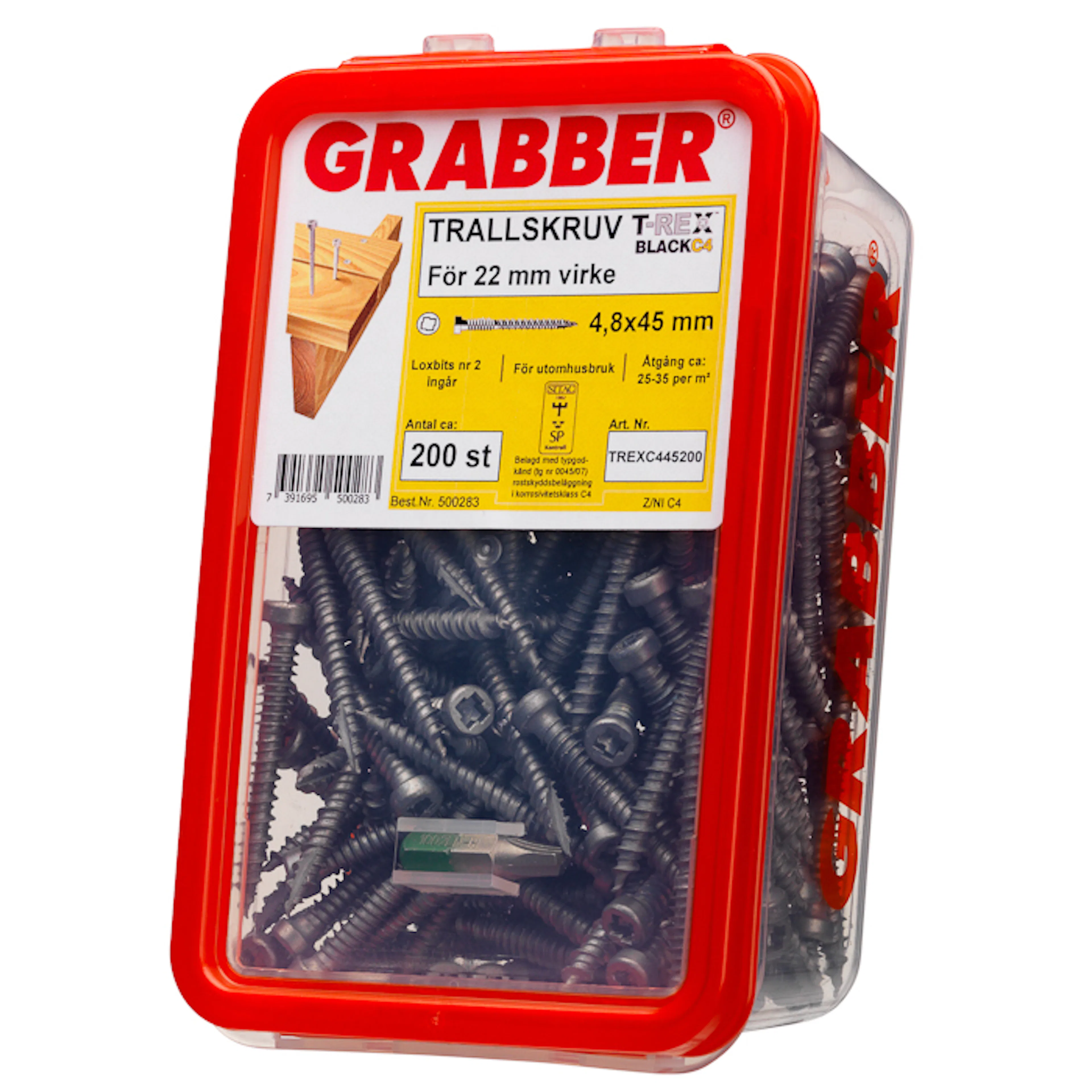 TRALLSKRUV 4,8 X 45 C4 200 ST Trallskruv Grabber TREX C4, 4,8 X 45
