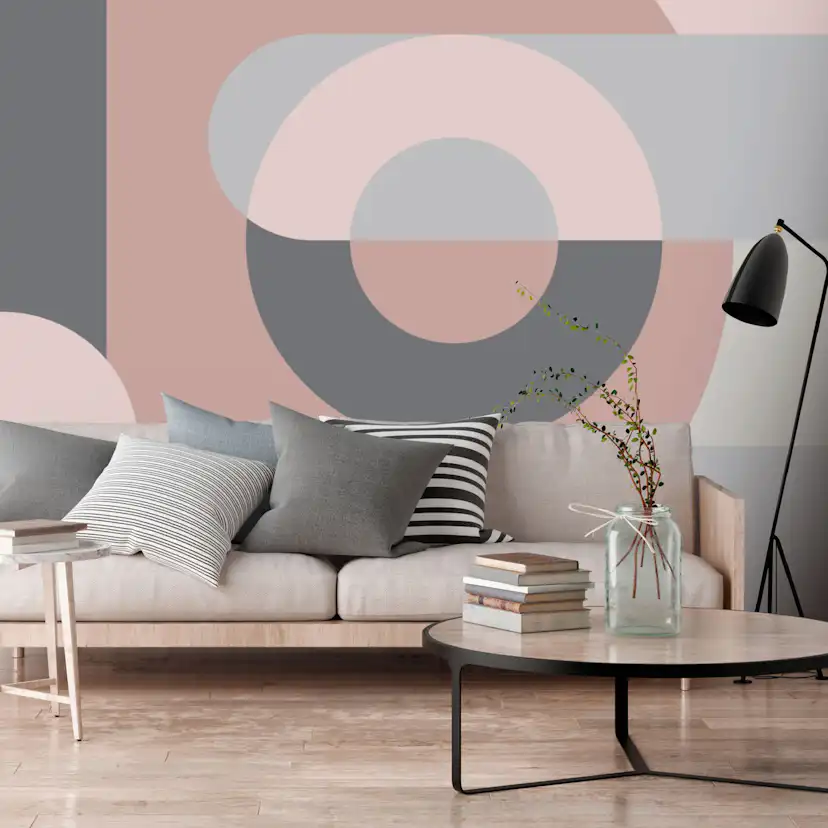 Fototapet Arkiio Geometric Wreath Rosa