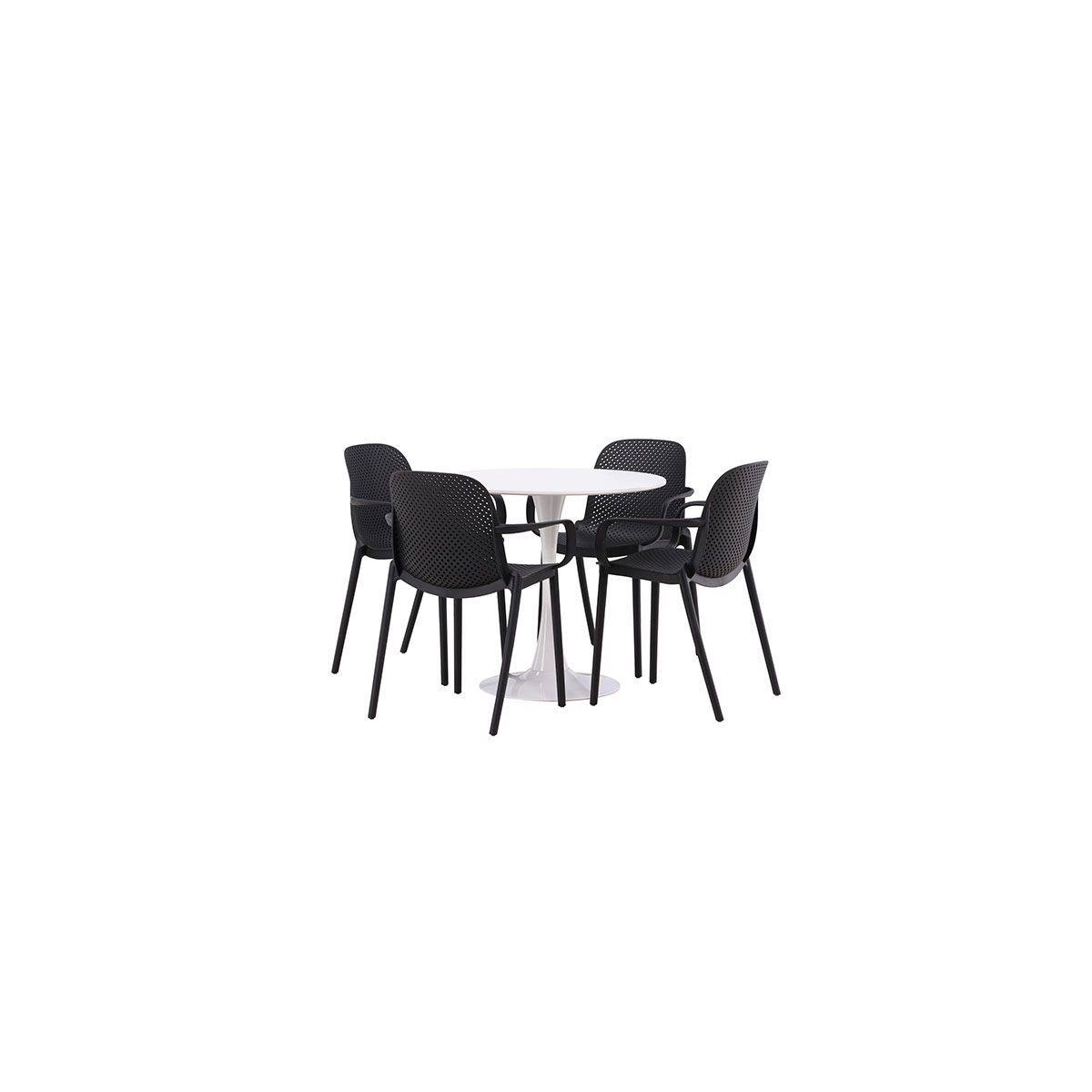 Matgrupp Venture Home Hamden Ø80 cm med 4 Baltimore stolar