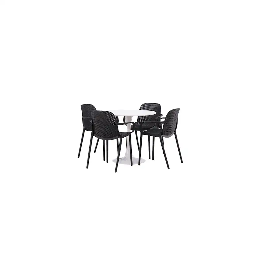Matgrupp Venture Home Hamden Ø80 cm med 4 Baltimore stolar