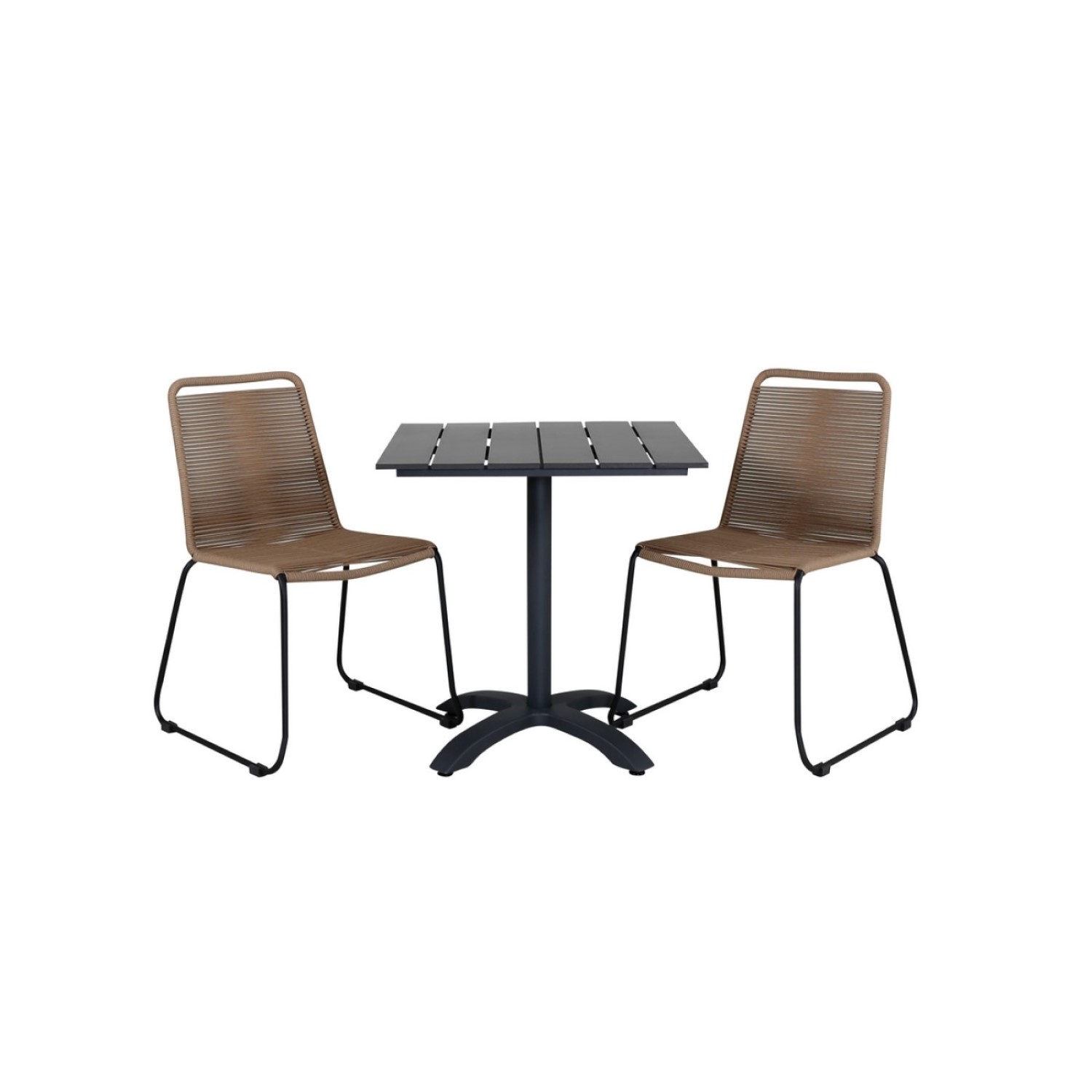 Colorado70*70 Black/Black+Lindos Stacking Chair - Black Alu Latte
