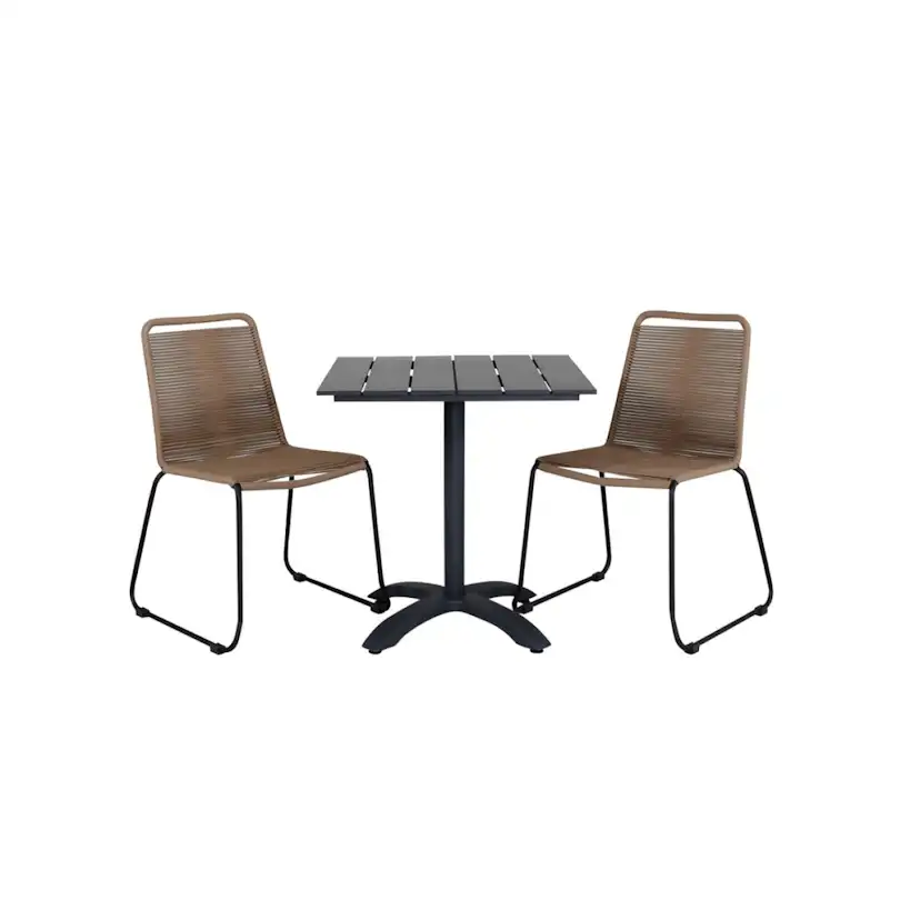 Colorado70*70 Black/Black+Lindos Stacking Chair - Black Alu Latte