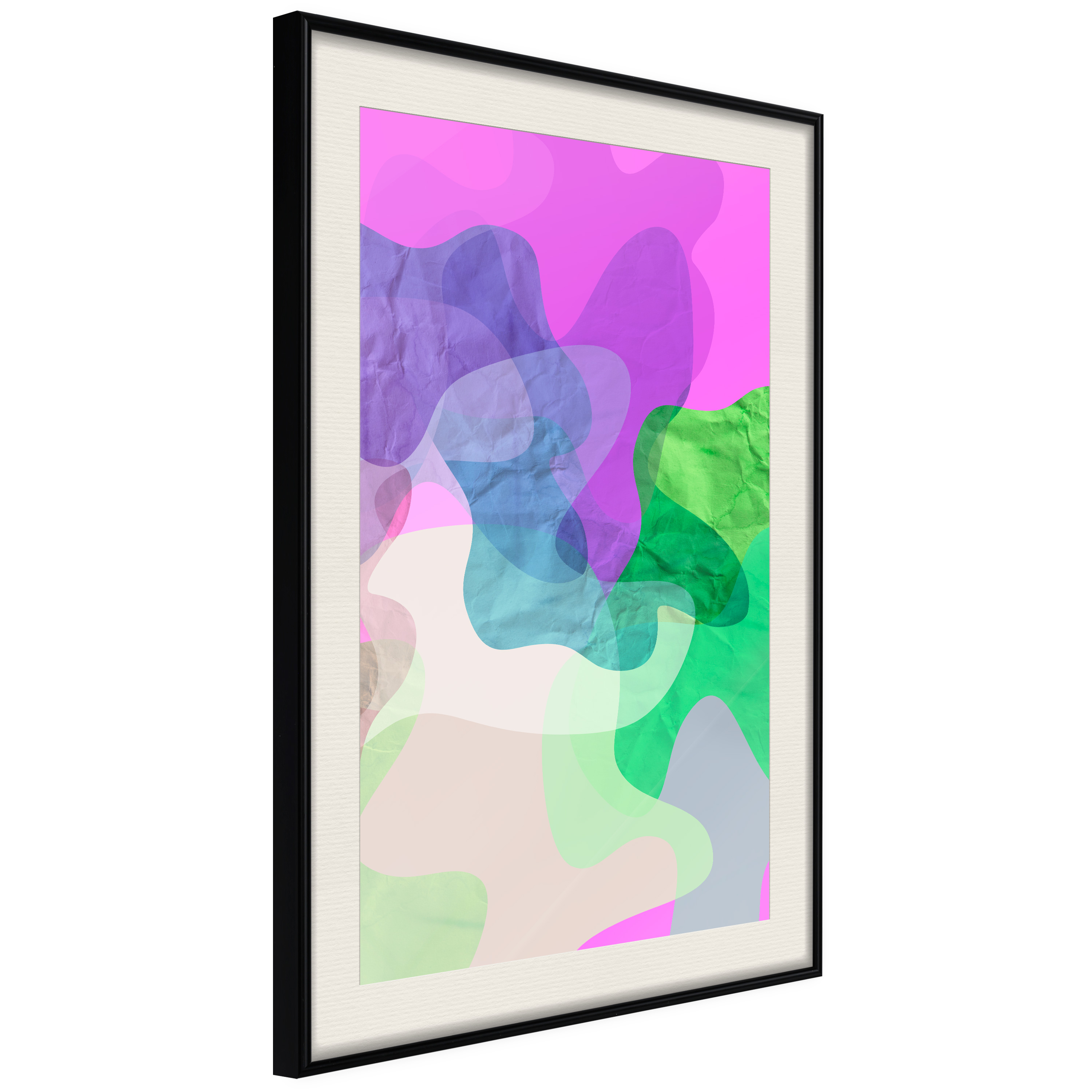 Affisch - Pastel Butterflies [Poster] 30x45 Svart ram med passepartout, 30x45 cm