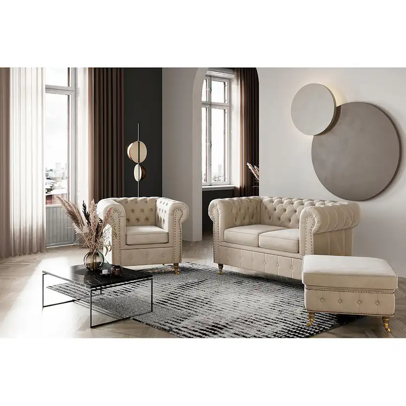 2-sitssoffa Manor House Chesterfield Deluxe Sammet