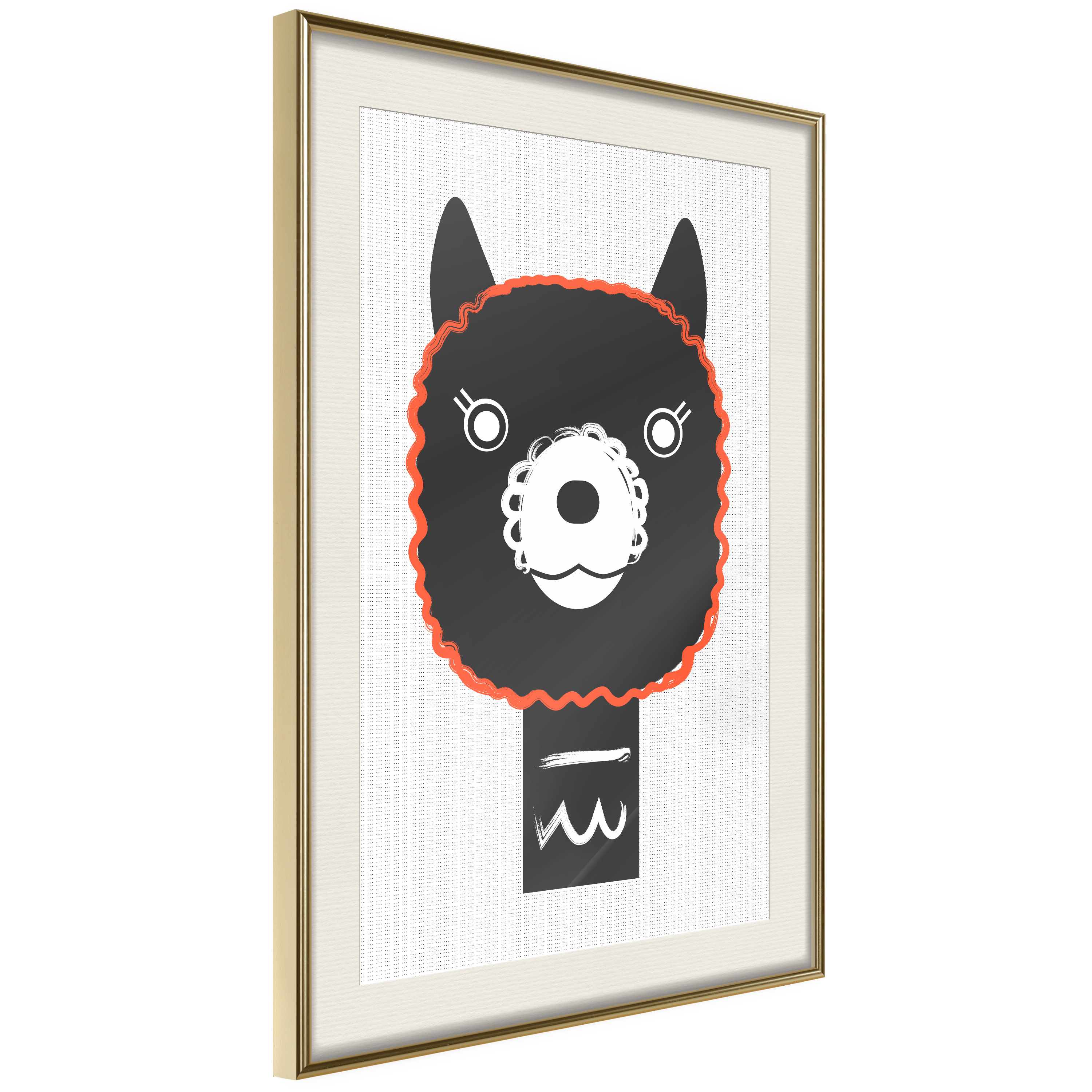 Affisch - Decorative Alpaca [Poster] 30x45 Guld ram med passepartout, 30x45 cm