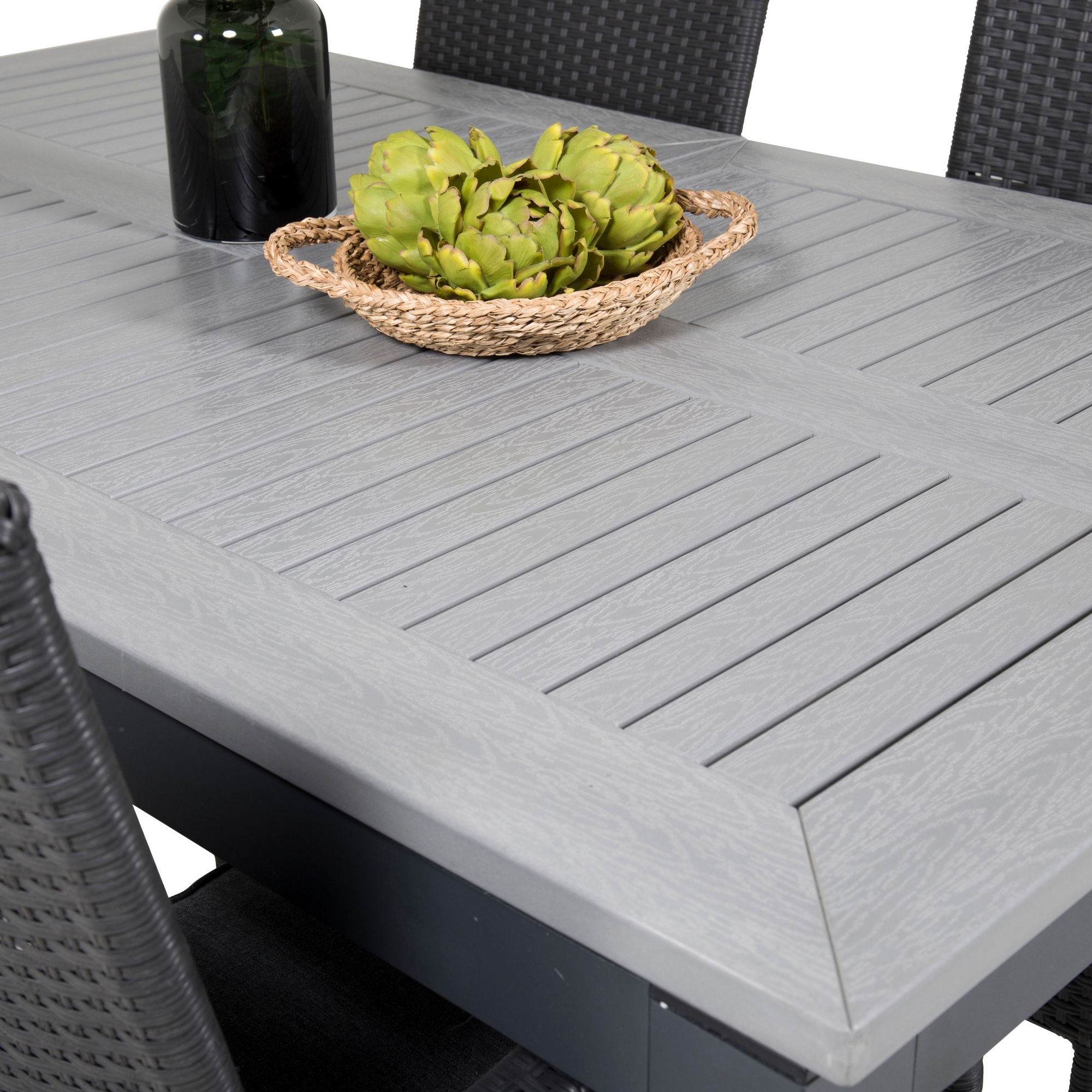 Albany Dining Table 160/240*100 - Svart Alu / Grey Aintwood+ Svart/Grå