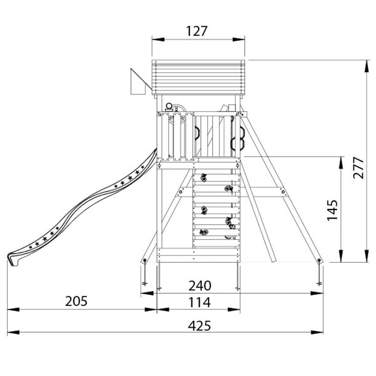 Lektorn Jungle Gym Mansion 2.1 Klättermodul Grön Rutschkana & Sand