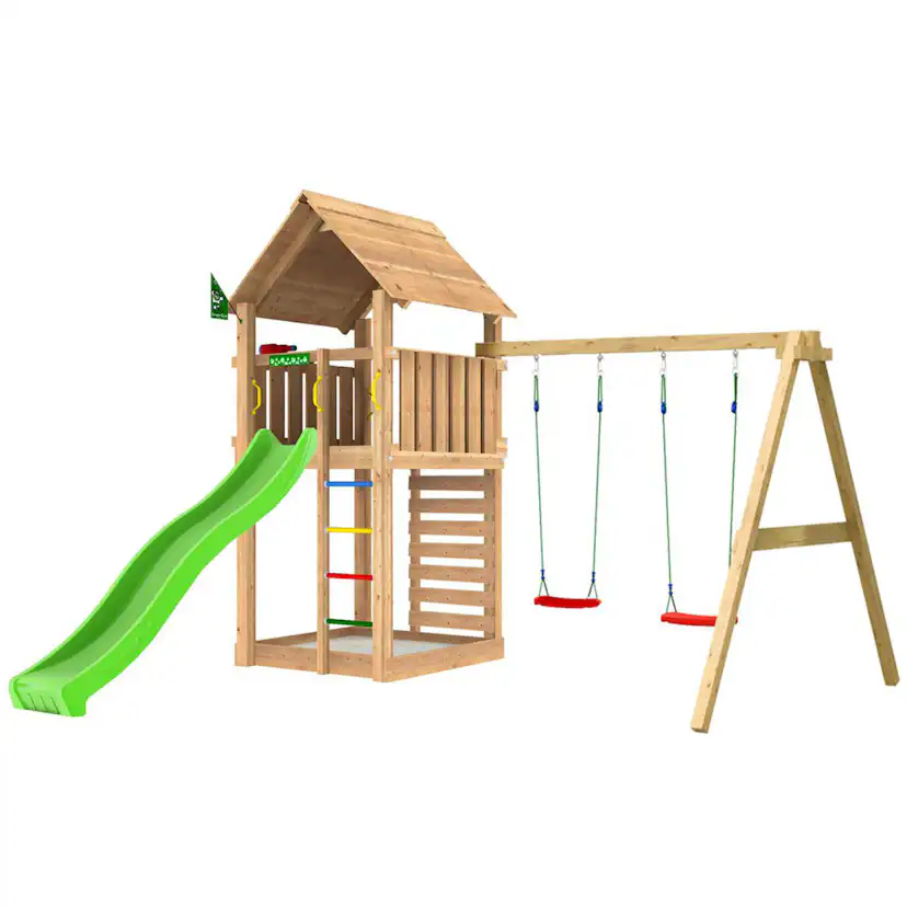 Lektorn Jungle Gym Cabin 2.1 Gungmodul & Grön Rutschkana