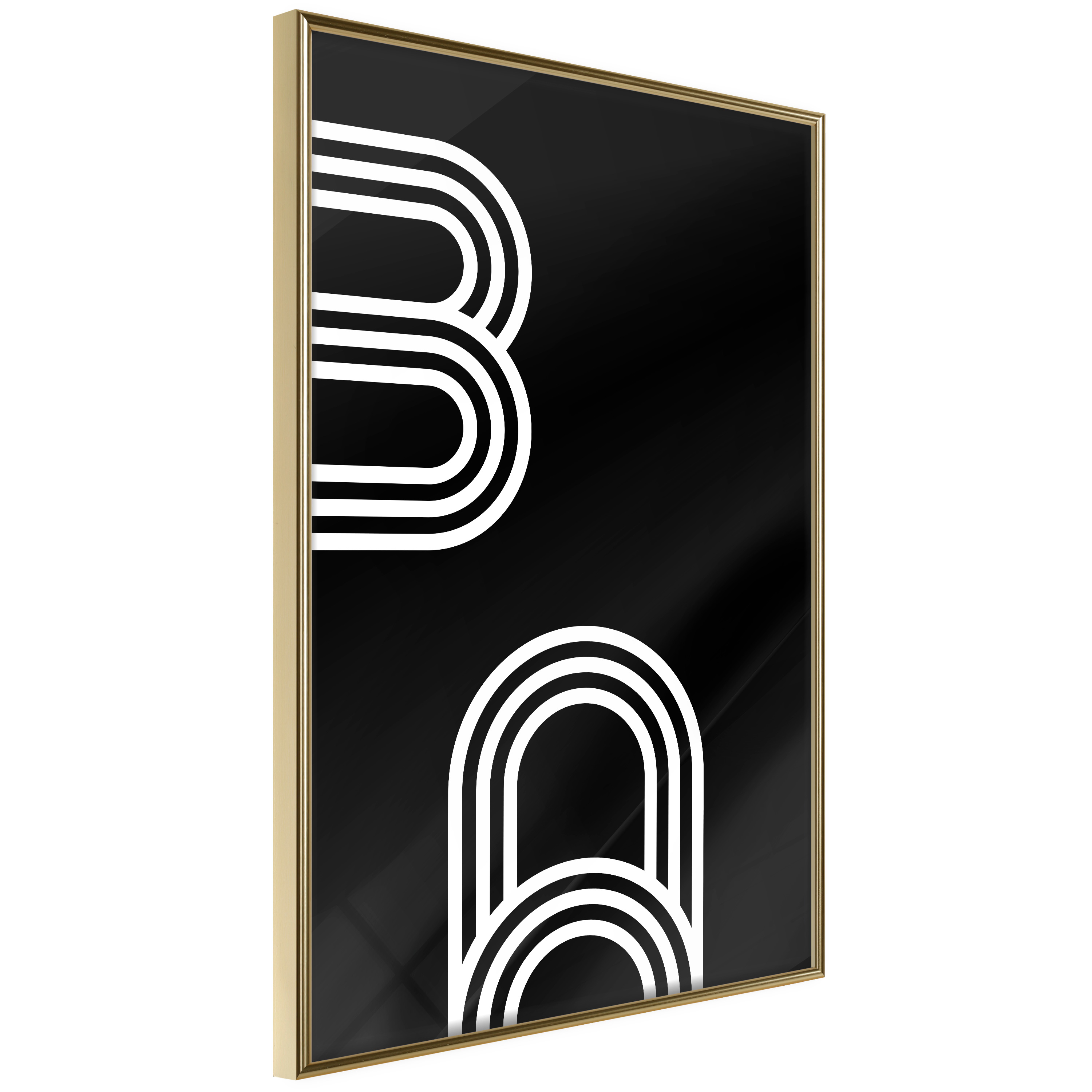 Affisch - Retro Lines [Poster] 30x45 Guld ram, 30x45 cm