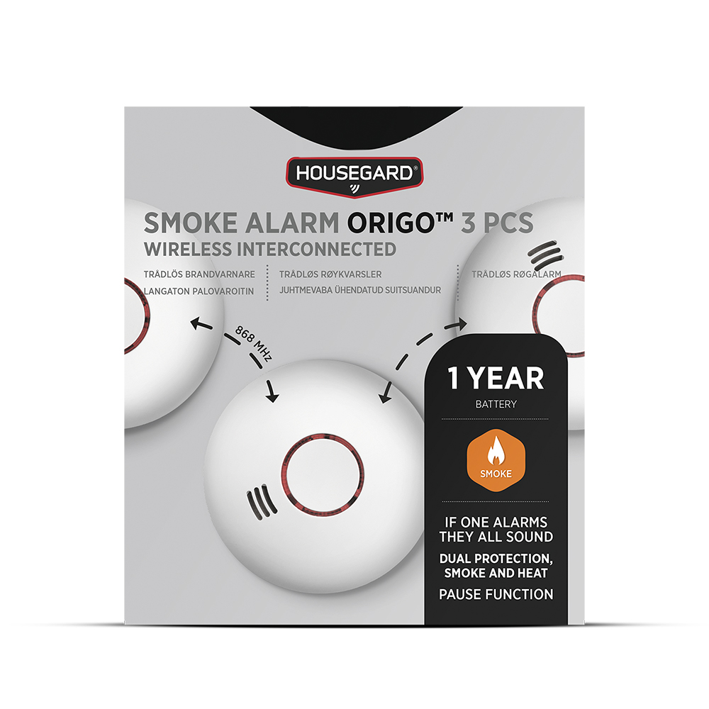Brandvarnare Housegard Origo Trådlös Vit 3-pack