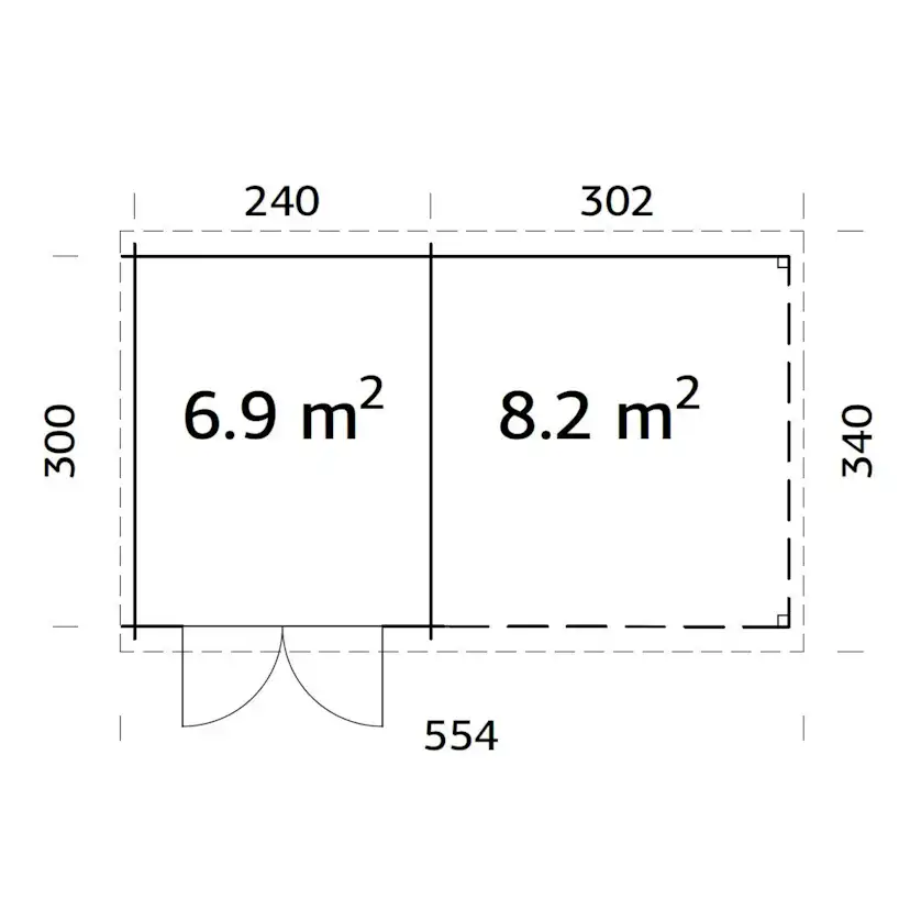 Ella 6,9+8,2 m2 Brun dippad