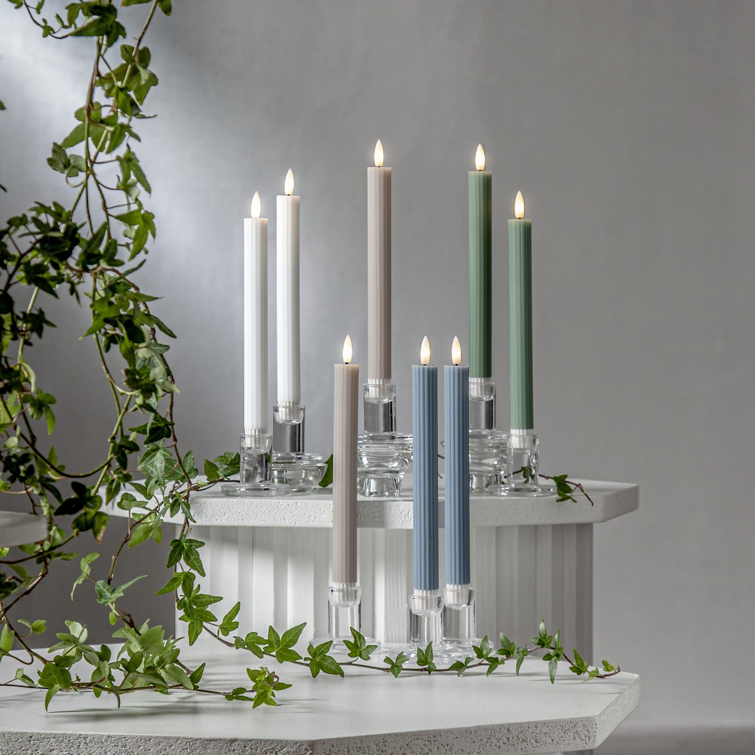 LEDAntikljus2p Flamme Stripe Grön