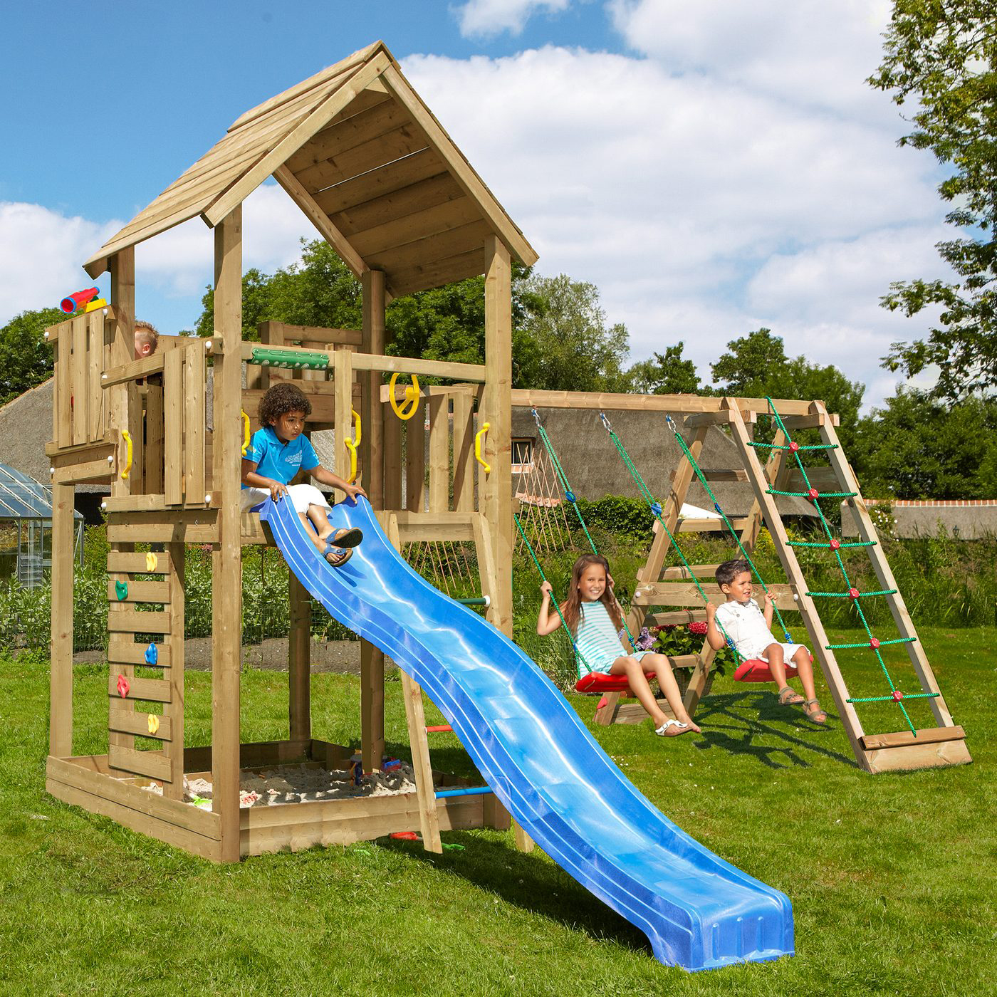 Lektorn Jungle Gym Palace 2.1 Climb Modul 220 Blå Rutschkana & Sand