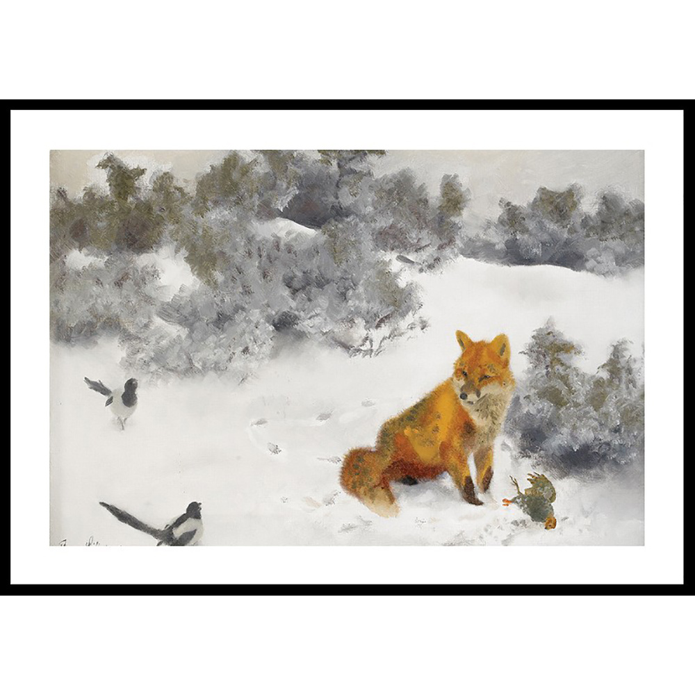 Poster Gallerix Räv i Vinterlandskap By Bruno Liljefors No2