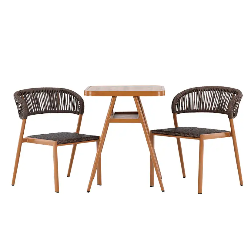 Caféset Venture Home Amadora Trädgårdsgrupp i Brun Aluminium