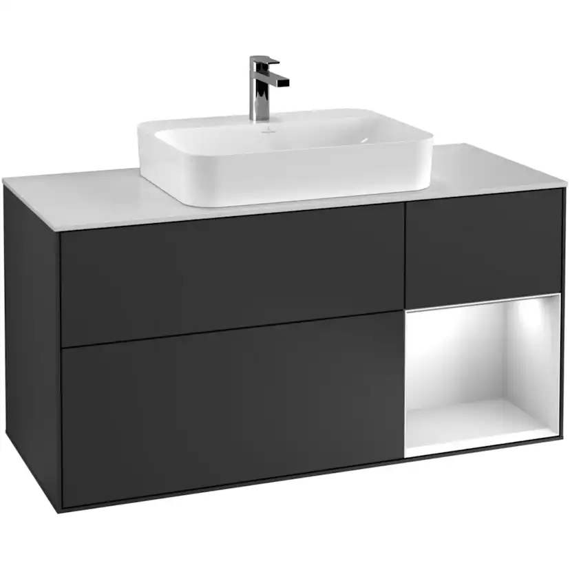 Tvättställsskåp Villeroy & Boch Finion med 3 Lådor Hylla och Bänkskiva för Ytmonterat Tvättställ