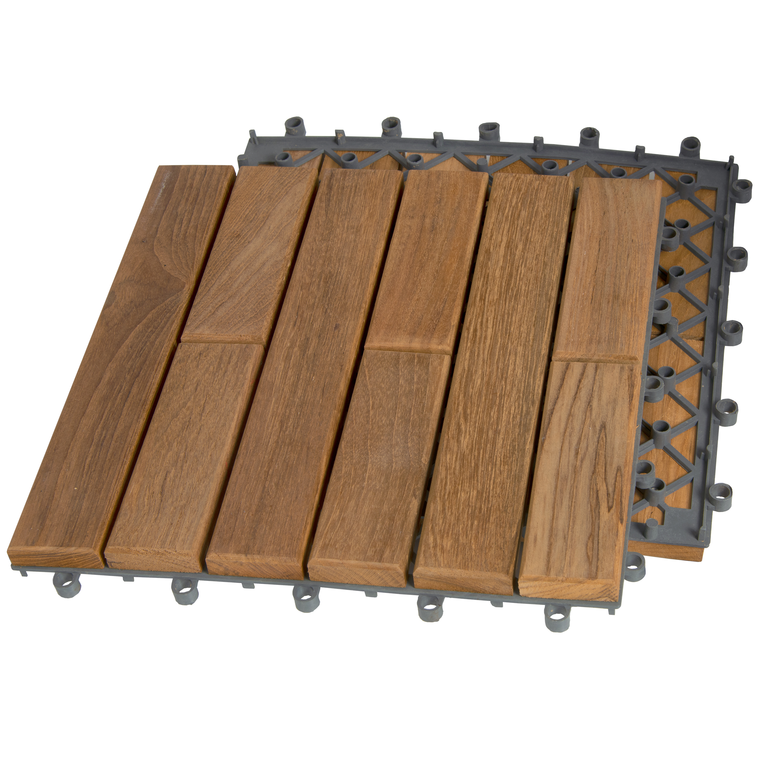 Trall Teak Deltaplattan Strand Stainless 30x30 Typ K Vänster