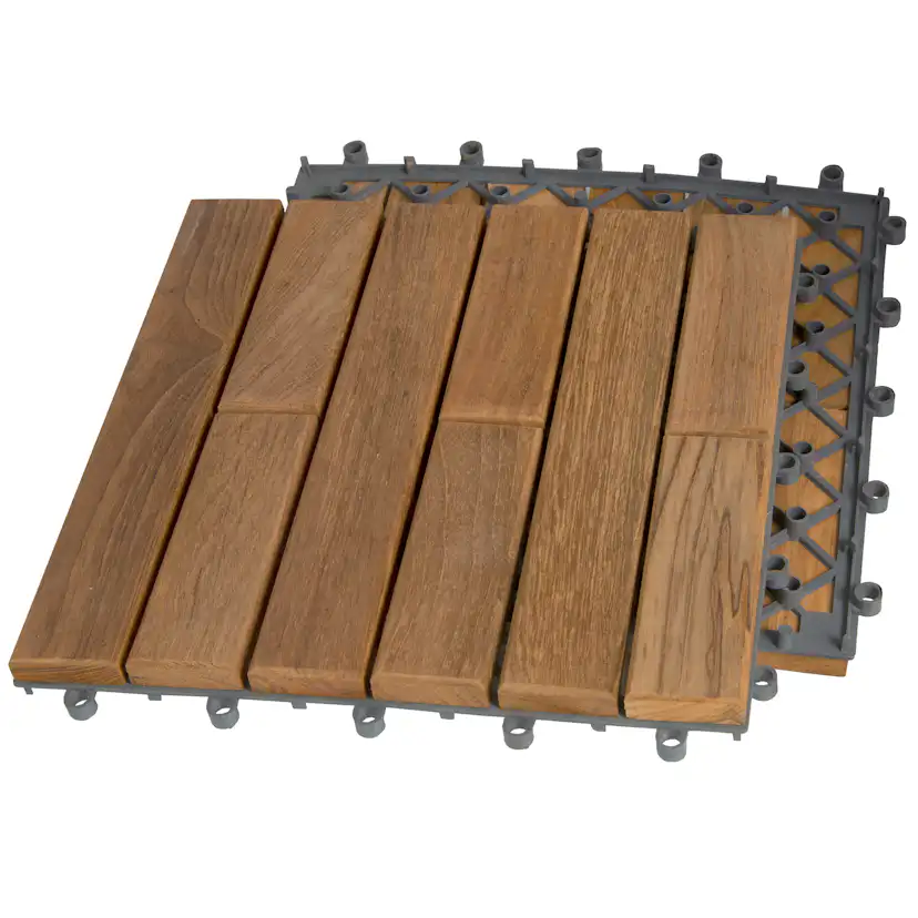 Trall Teak Deltaplattan Strand Stainless 30x30 Typ K Vänster