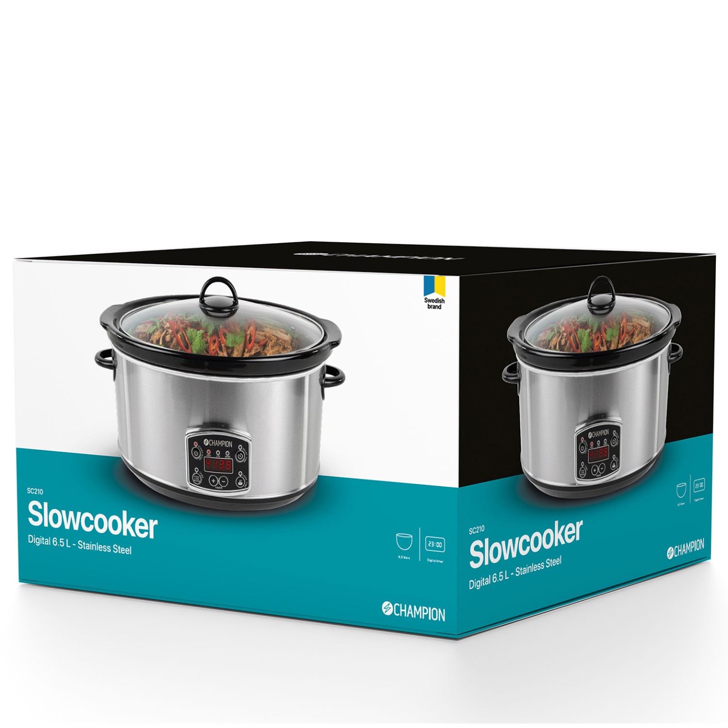 Slowcooker Champion 6,5L 320W SC210 Rostfri
