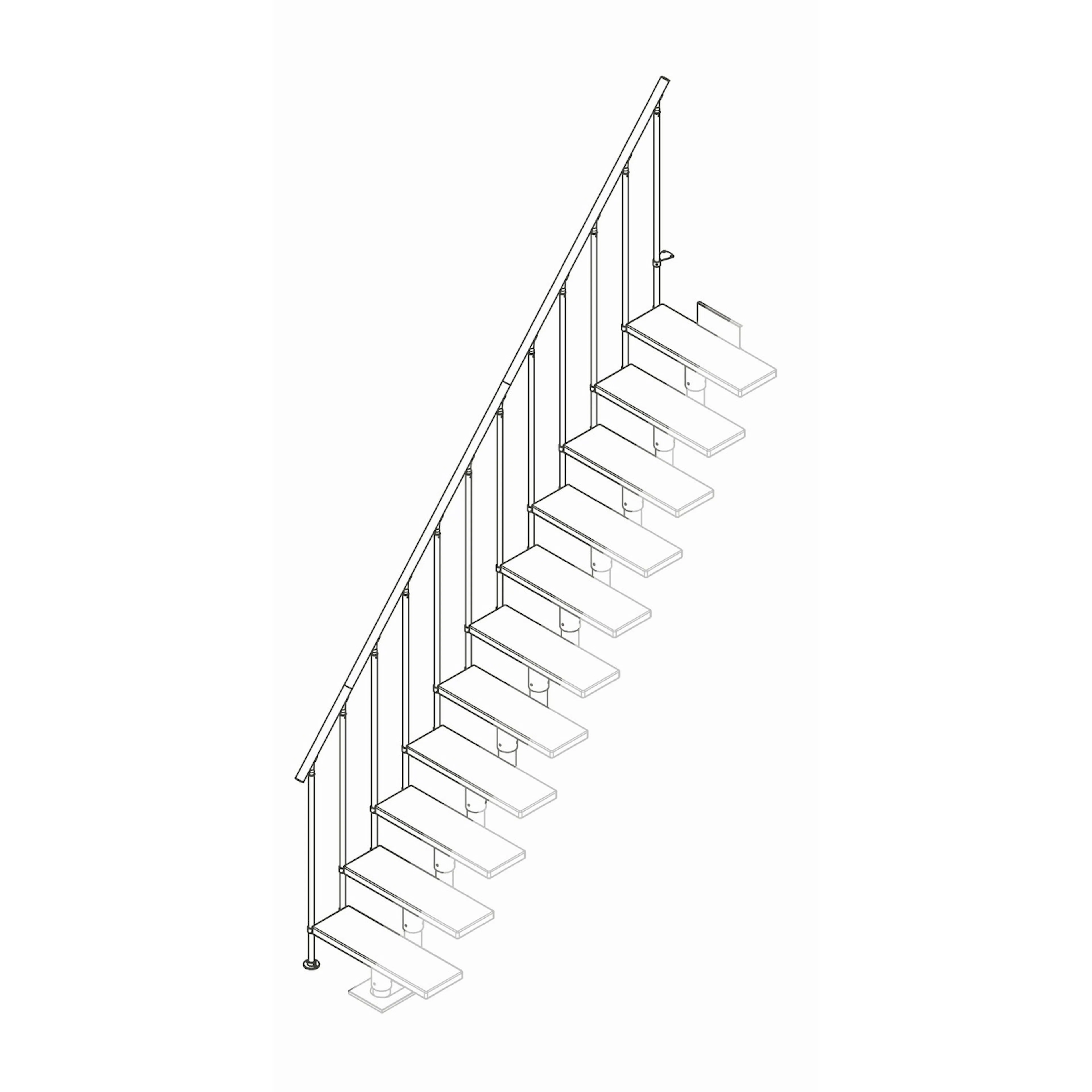 CLASSIC II komplett extra räcke ek v-oljad antracit 14T Antracit, Passar till 14 Steg