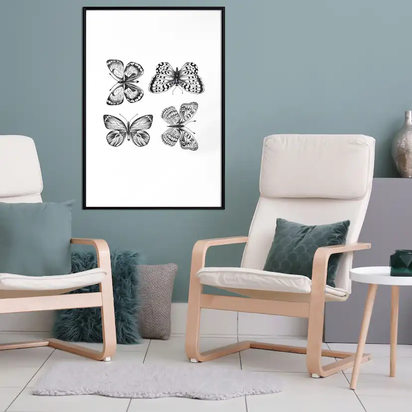 Poster Artgeist Affisch Four Butterflies
