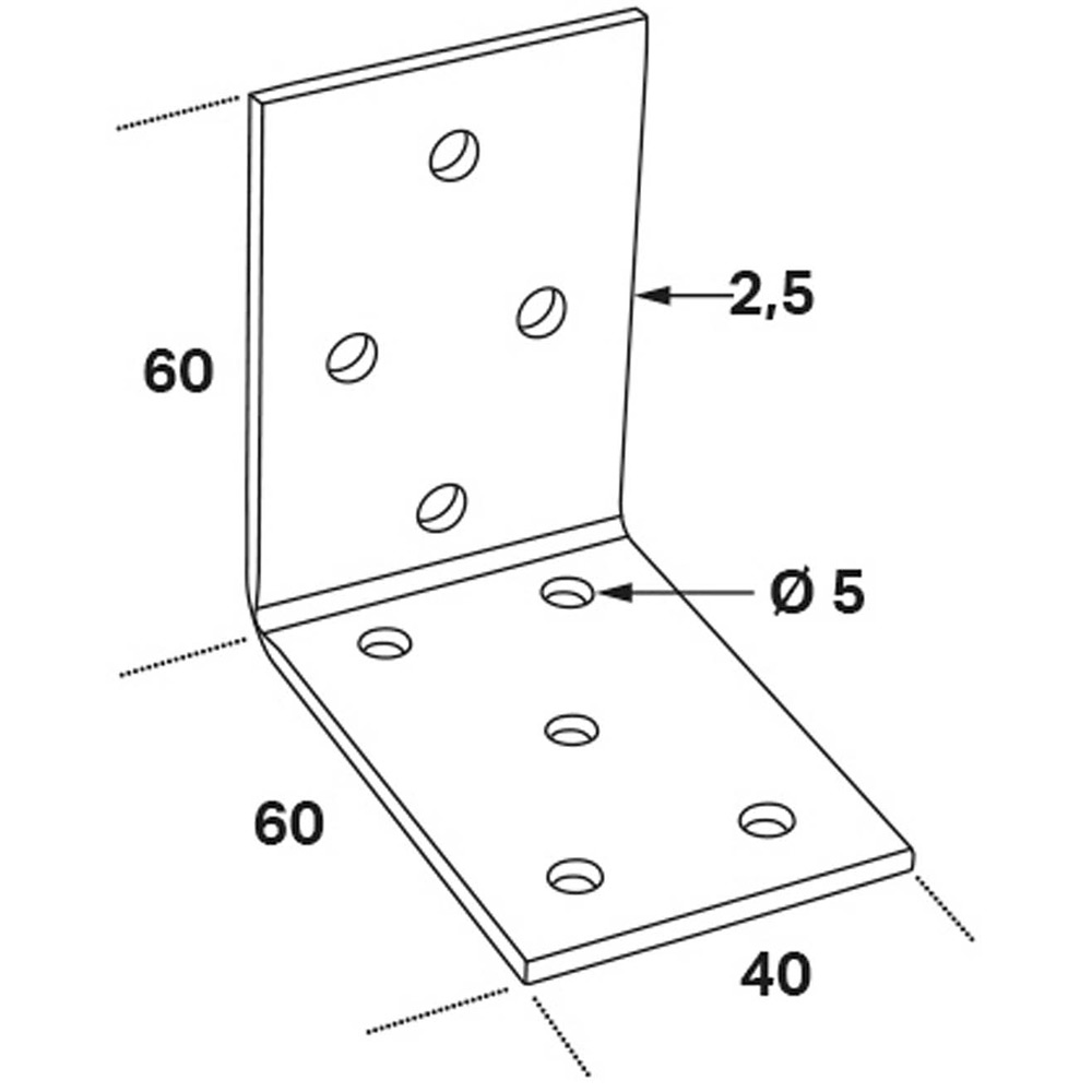 Vinkelbeslag Abm 60x60x2,5x40 60x60x2,5x40 mm