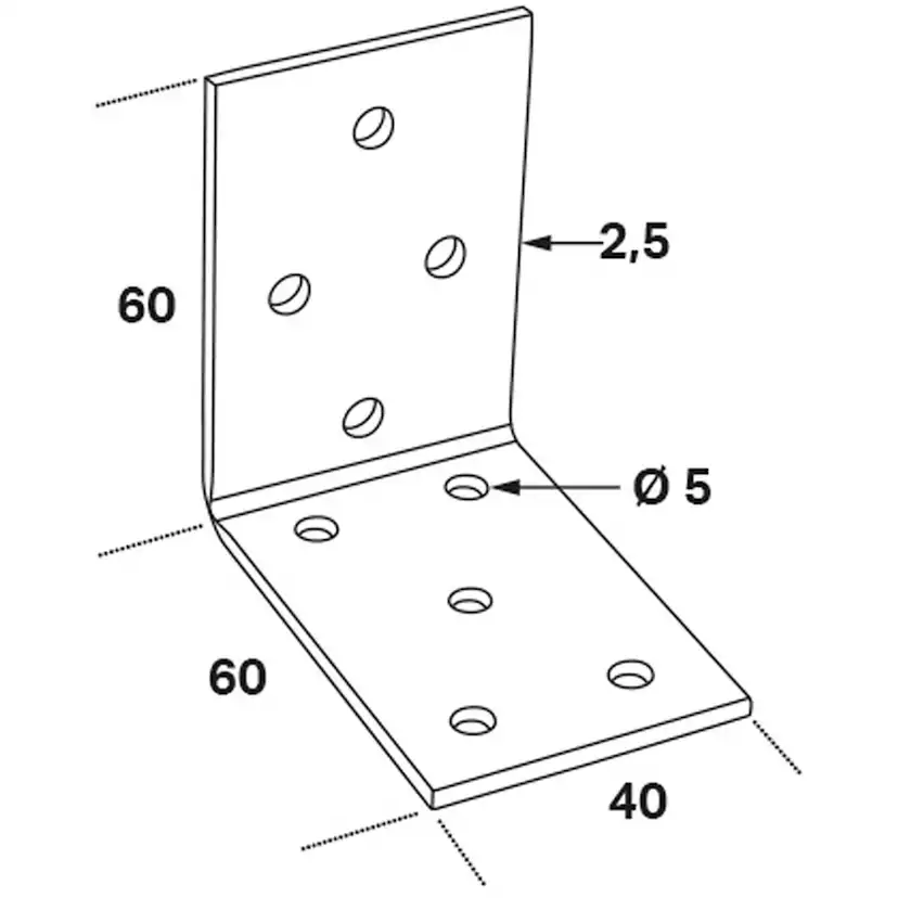 Vinkelbeslag Abm 60x60x2,5x40 60x60x2,5x40 mm
