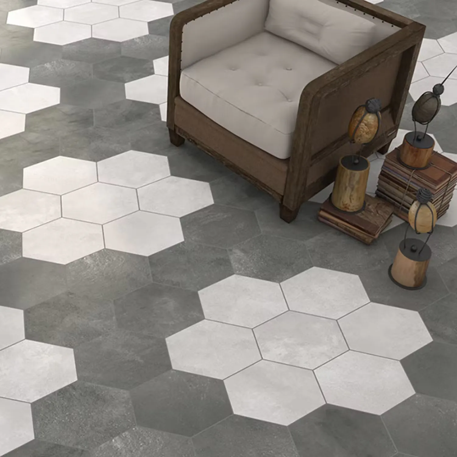 Klinker Tenfors Hexagono Rift cemento 23x27 cm