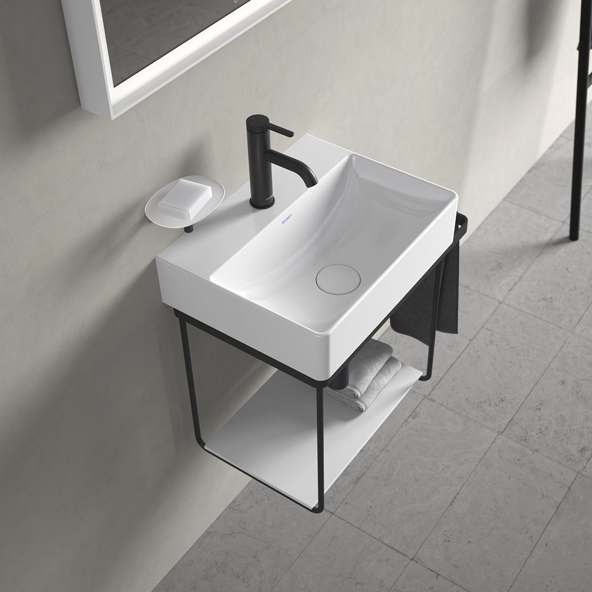Tvättställ DuraSquare 450 mm, vägghängt BxD: 450x350 mm