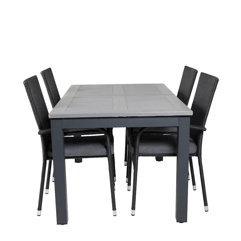 Albany Dining Table 160/240*100 - Svart Alu / Grey Aintwood+ Svart/Grå
