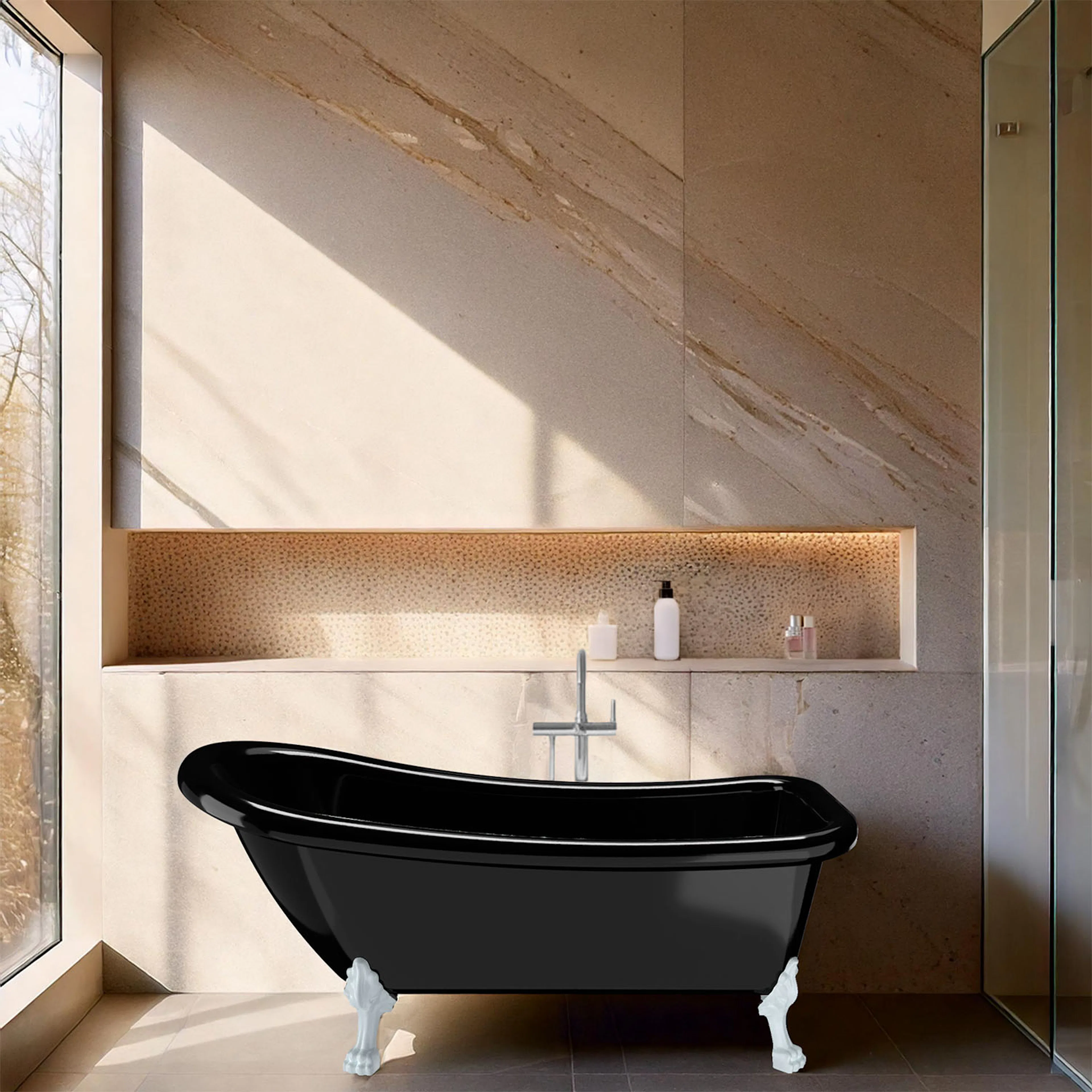 TASSBADKAR IDEAL 1530 SVART VITA TASSAR Vita fötter