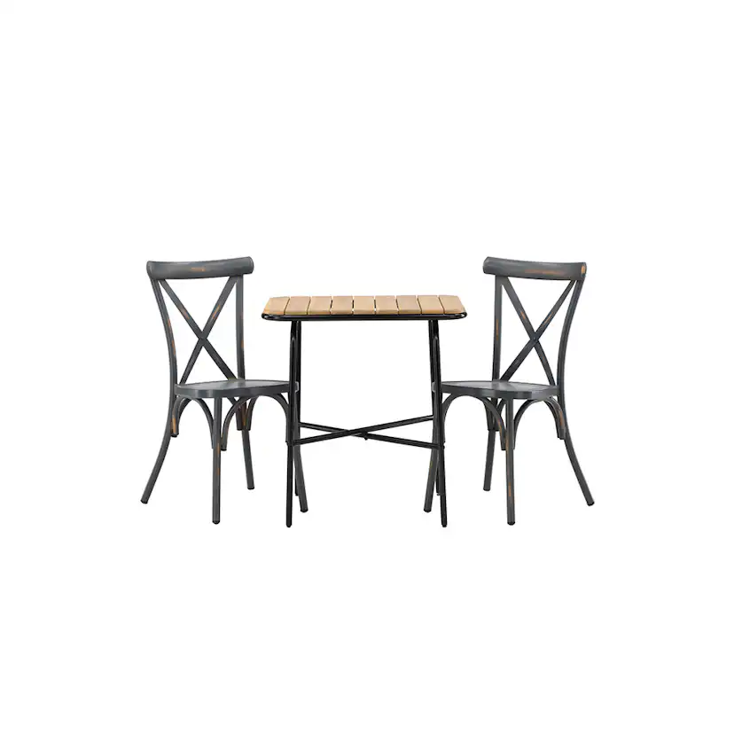 Cafégrupp Venture Home Holmbeck Bord med 2 Tablas Trädgårdsstolar Utomhus