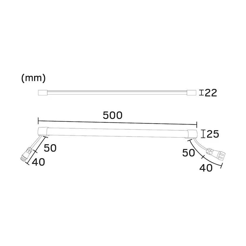 LED-armatur HEATLINE 50 VIT 2700K Längd 500 mm