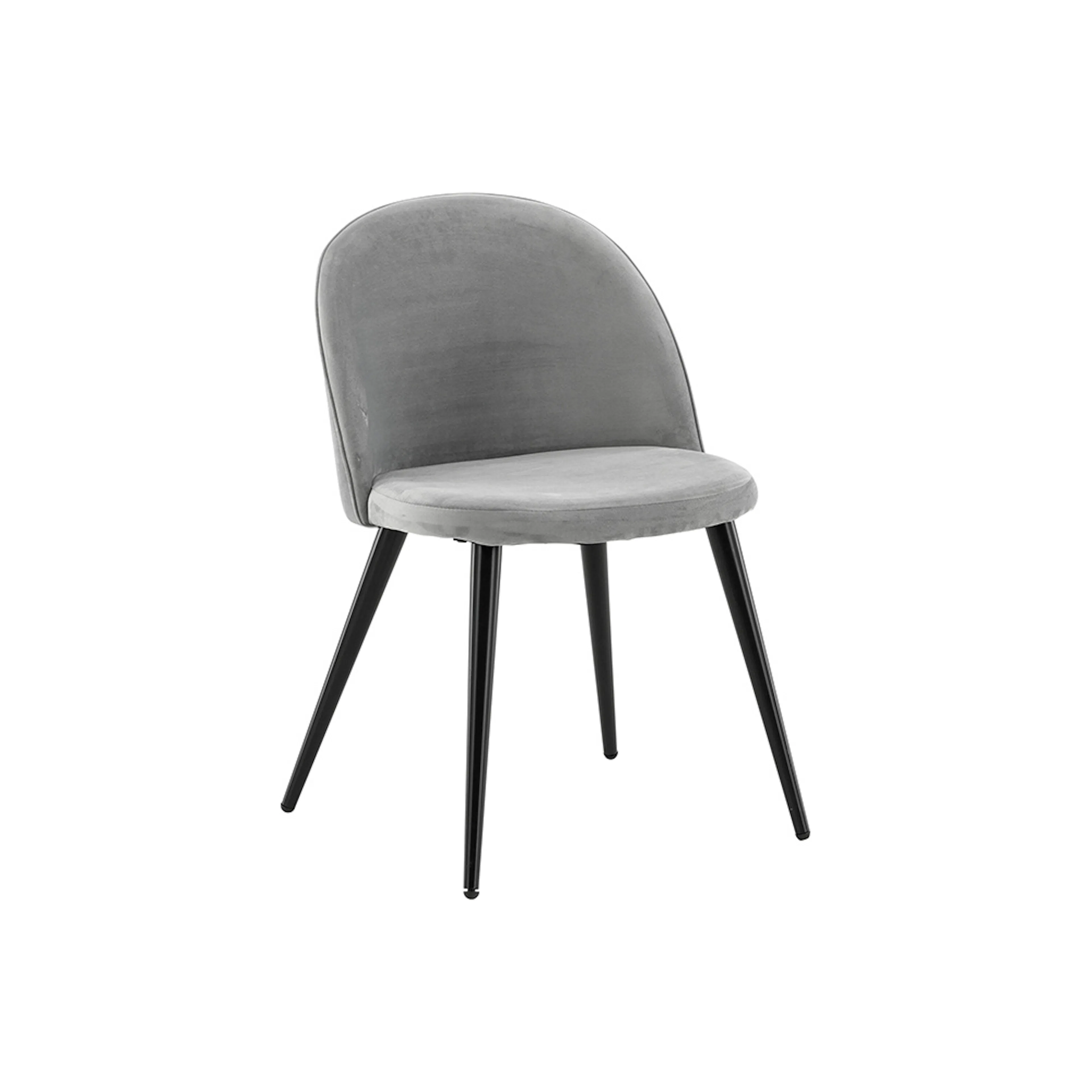 Velvet Dining Chair - Light Grey / Black Grå/Svart