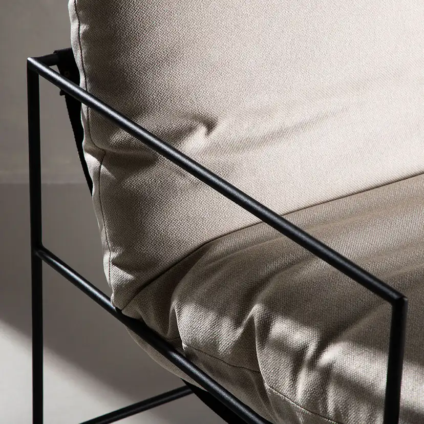 Fåtölj Venture Home Sedalia Beige Linne med Svart Minimalistisk Stålstomme