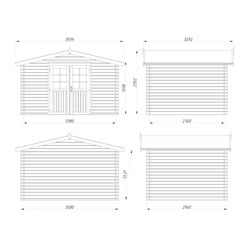 Friggebod Palmako Valentine 9,3 m² Komplett Stuga med Sadeltak