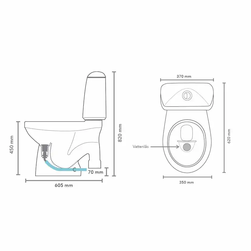 Snålspolande Toalettstol Wostman EcoFlush 1 L med Urinsortering