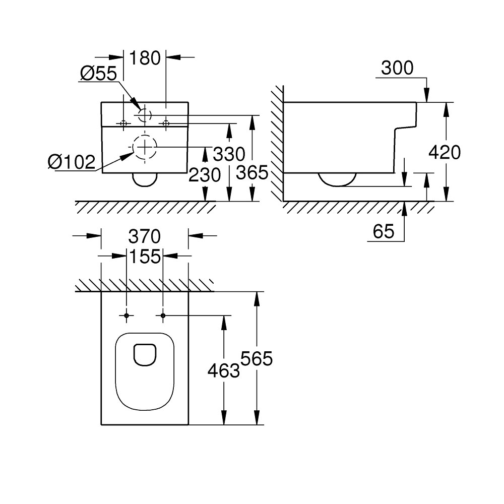 Vägghängd Toalettstol Grohe Cube Ceramic 39245