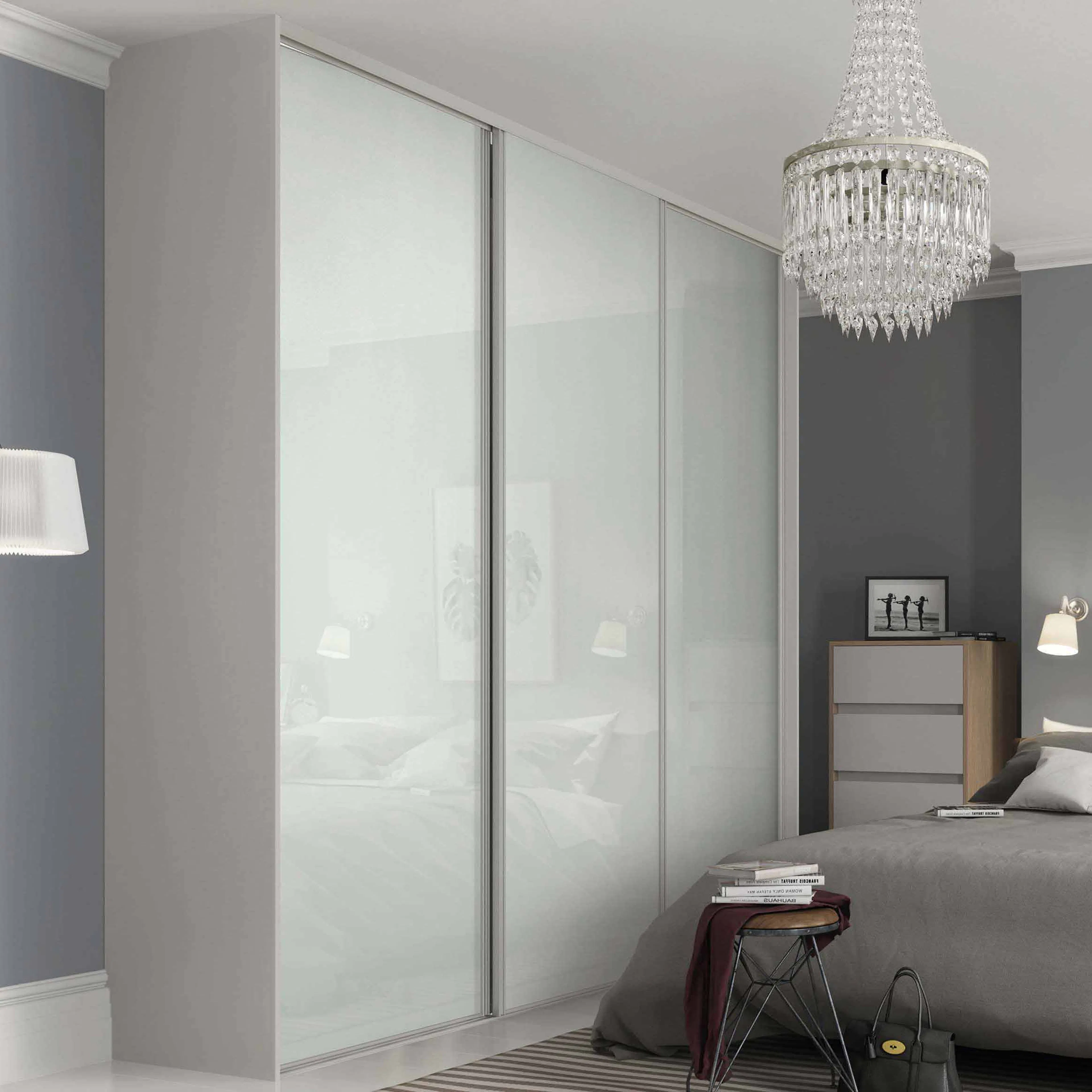 Skjutdörr Entry vitt glas 610x2301 mm Bredd: 610 mm