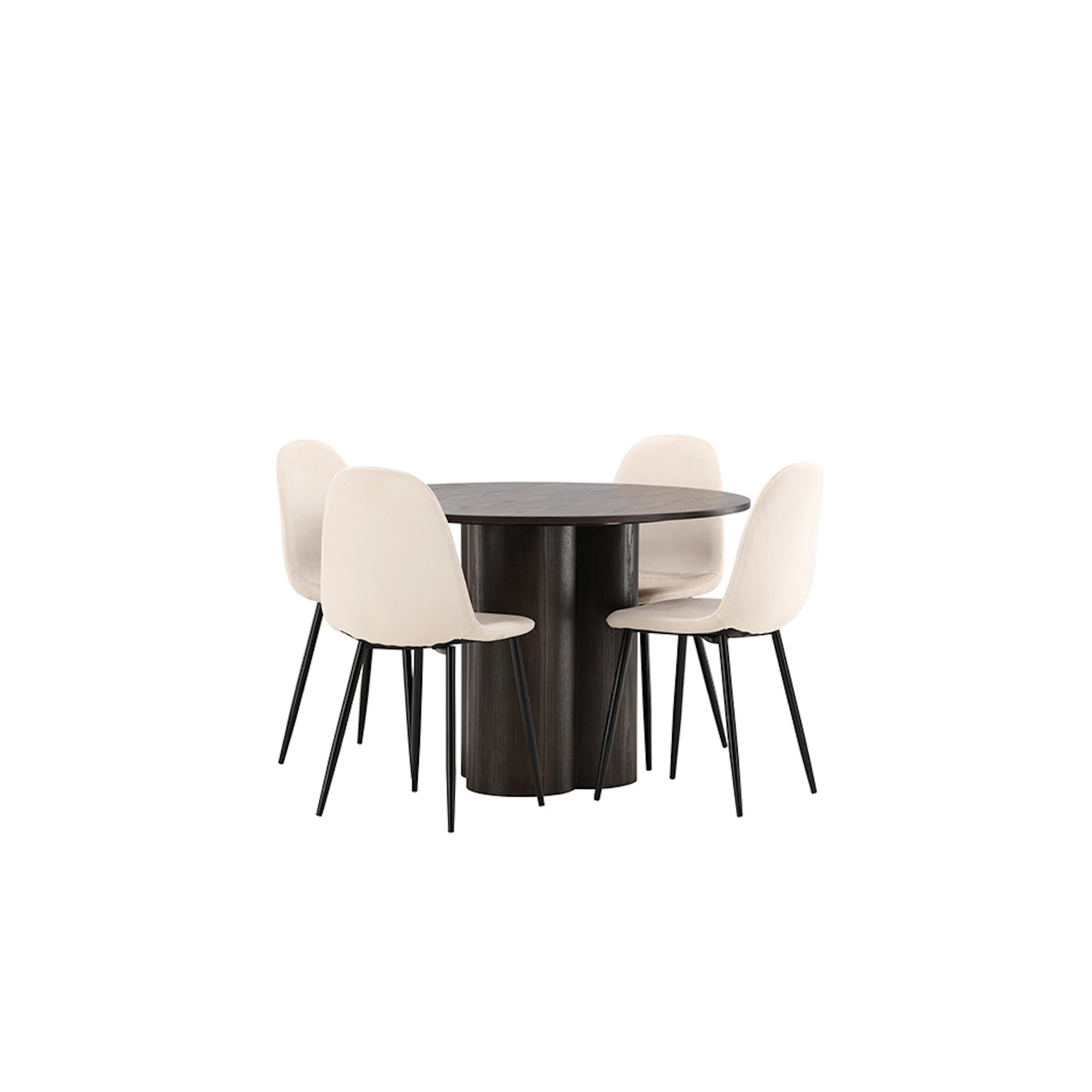 Olivia Dining Table - Mocca / Mocca Veneer +Polar Dining Cha Beige/Ek