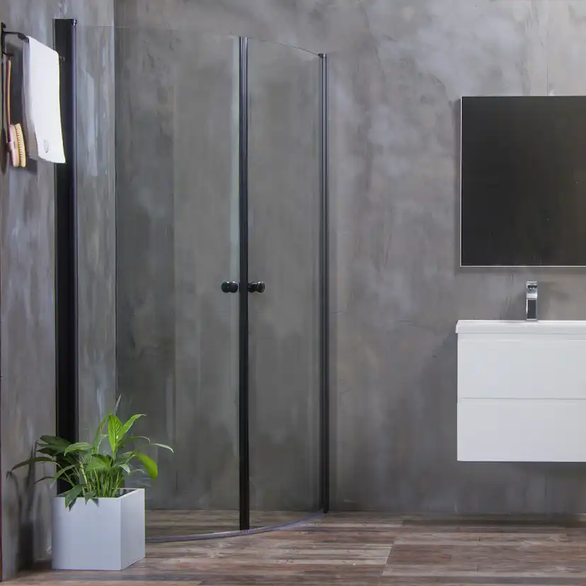 Duschhörna Bathlife Mångsidig Rund Dörr 45° Svart
